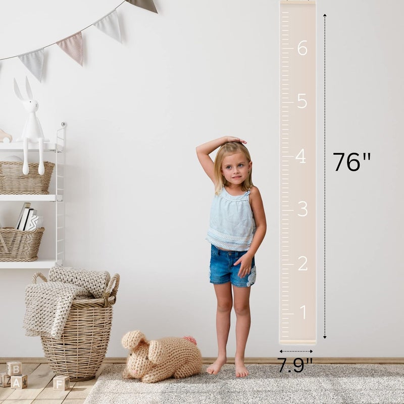 Morxy Canvas Growth Chart for Kids - Unisex Kids Room Wall Decor - Measuring Height Chart- Wall Tape with Height Chart for Kids (Canvas, Plain Beige) - Image 4